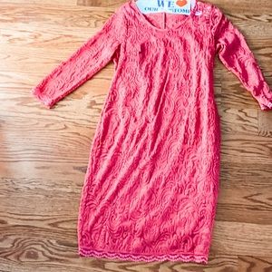 Jessica Simpson pink lace maternity dress